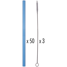 drinking straw glass blue L 200 mm | 50 straws | 3 cleaning brushes product photo  S