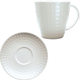 cup SATINIQUE with handle 260 ml porcelain cream white with relief  H 80 mm product photo