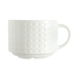 cup SATINIQUE with handle 270 ml porcelain cream white with relief  H 65 mm product photo