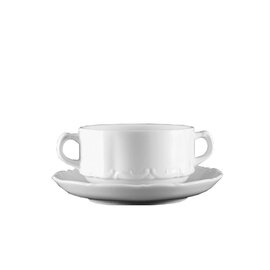 Soup saucer with saucer, porcelain, white, relief, series MARIENBAD UNI WHITE product photo