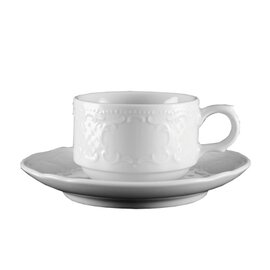 cup 180 ml with saucer SALZBURG porcelain white with relief product photo