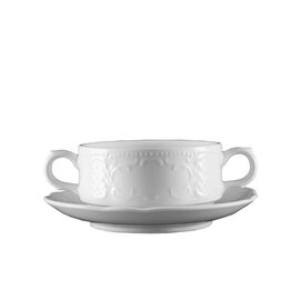 saucer SALZBURG 280 ml porcelain white with relief  | with saucer product photo