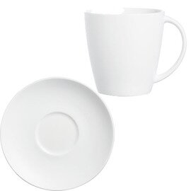 cup OLEA with handle 260 ml porcelain cream white with saucer product photo
