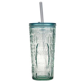 drinking glass 50 cl COCA-COLA No. 4 with lid with drinking straw product photo