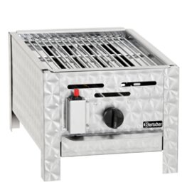 Gas combi-table breaker, stainless steel, 1 burner, 3.6 kW, with grill grate, flame cover, Grease collecting tank, ignition system m. Piezo igniter, overall dimensions: 340x530 x H 270 mm product photo