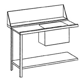 pre-clearing table with drainboard on the left 1 basin with bottom shelf L 1200 mm W 720 mm product photo