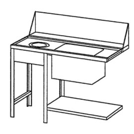 pre-clearing table with waste disposal with drainboard on the left 1 basin with bottom shelf L 1200 mm W 720 mm product photo