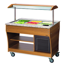 cold buffet on wheels teak wood coloured | suitable for 3 x GN 1/1 - 150 mm product photo