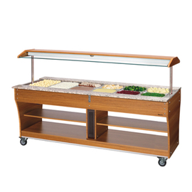 Hot buffet trolley wood | suitable for 6 x GN 1/1 with sneeze guard product photo