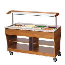 Hot buffet trolley wood | suitable for 4 x GN 1/1 with sneeze guard product photo