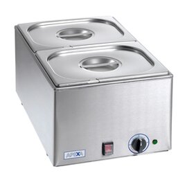water bath | bain marie gastronorm - 150 mm  • 1200 watts | 2 containers | lid GN 1/2 product photo
