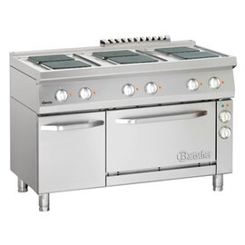 6 zone electric stove gastronorm 400 volts 19.2 kW | oven | doored cabinet part | angular cooking plates product photo