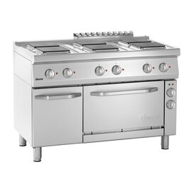 6 zone electric stove gastronorm 400 volts 19.25 kW | oven | doored cabinet part | angular cooking plates product photo