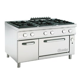 6-burner gas oven with gas oven GN 2/1 and neutral cabinet &quot;900 series&quot;, stainless steel, with pilot flame, with two-burner burner product photo