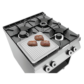 Grill plate 900-R for gas stoves, cast iron, grooved, 390 x 390 x H 17 mm, with juice groove product photo  S