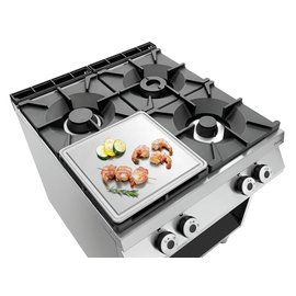 Frying plate 900-G, cast iron, smooth, 390 x 390 x H 19 mm, with juice groove product photo  S