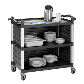 serving trolley | clearing trolley TSA300V black | 3 shelves L 1000 mm W 495 mm H 920 mm product photo  S