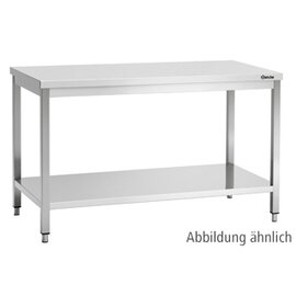 Working table without splashback, stainless steel, Scotch-Brite finish, with intermediate shelf, 1000 x 700 x H 850 - 900 mm product photo