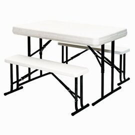 &quot;Party set&quot; consisting of 1 table and 2 benches, solid plastic surface made of polyethylene, frame: steel lacquered product photo