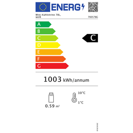 refrigerated mini vitrine white 78 ltr 230 volts | 3 shelves product photo  S