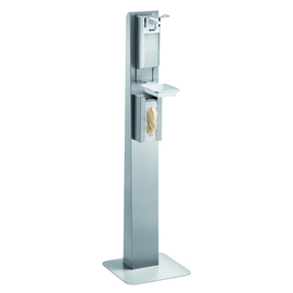 hygiene column DH1 1460 | suitable for glove dispenser K10 | disinfectant dispenser PS 0.9L-W | drip tray L 400 mm W 400 mm H 1462 mm product photo  S