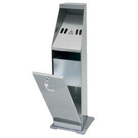 stand ashtray stainless steel silver coloured with front flap  H 870 mm product photo  S