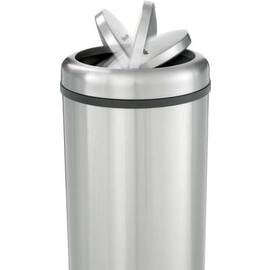 Waste bin, "Swing", stainless steel, volume: 50 l, with swing lid, inner container Galvanized sheet steel, removable, easy cleaning, Ø 360 mm, H 760 mm product photo  S