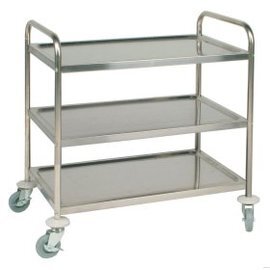 Serving / transport trolley, chrome nickel steel with 3 shelves product photo