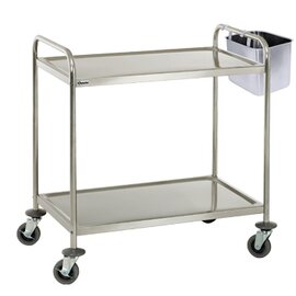 serving trolley|transport cart TS 200  | 2 shelves  L 920 mm  B 600 mm  H 945 mm with waste container product photo