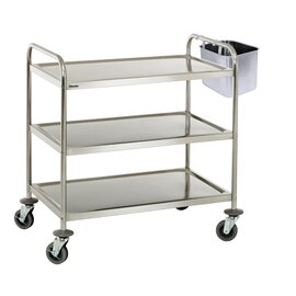 serving trolley|transport cart TS 300  | 3 shelves  L 920 mm  B 600 mm  H 945 mm with waste container product photo
