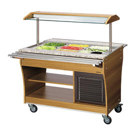 cold buffet on wheels teak wood coloured | suitable for 3 x GN 1/1 - 150 mm product photo  S