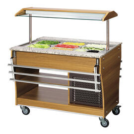 cold buffet on wheels teak wood coloured | suitable for 3 x GN 1/1 - 150 mm product photo  S