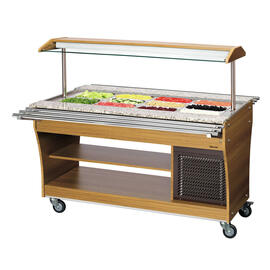 cold buffet on wheels teak wood coloured | suitable for 4 x GN 1/1 - 150 mm product photo  S