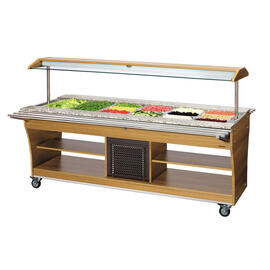cold buffet on wheels teak wood coloured | suitable for 6 x GN 1/1 - 150 mm product photo  S
