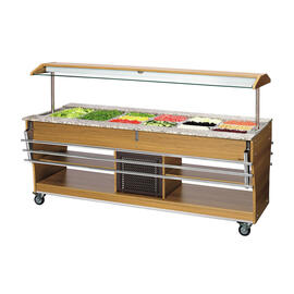 cold buffet on wheels teak wood coloured | suitable for 6 x GN 1/1 - 150 mm product photo  S