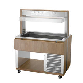 cold buffet on wheels K3110-200U elm colored | suitable for 3 x GN 1/1 - 200 mm | 3 bridging bars product photo  S