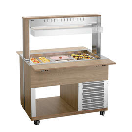 cold buffet on wheels K3110-200U elm colored | suitable for 3 x GN 1/1 - 200 mm | 3 bridging bars product photo