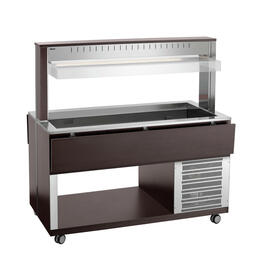 cold buffet on wheels K4110-200W wenge coloured | suitable for 4 x GN 1/1 - 200 mm | 4 connecting bars product photo  S