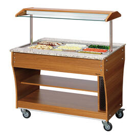 Hot buffet trolley wood | suitable for 3 x GN 1/1 with sneeze guard product photo
