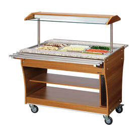 Hot buffet trolley wood | suitable for 3 x GN 1/1 with sneeze guard product photo  S