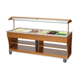 Hot buffet trolley wood | suitable for 6 x GN 1/1 with sneeze guard product photo