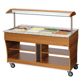 Hot buffet trolley wood | suitable for 4 x GN 1/1 with sneeze guard product photo