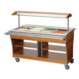 Hot buffet trolley wood | suitable for 4 x GN 1/1 with sneeze guard product photo  S