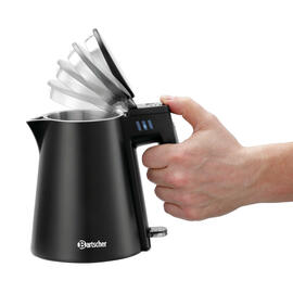 electric kettle 0.6 ltr black plastic stainless steel product photo  S
