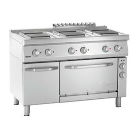 6 zone electric stove gastronorm 400 volts 19.25 kW | oven | doored cabinet part | angular cooking plates product photo  S