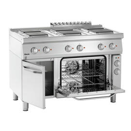 6 zone electric stove gastronorm 400 volts 19.25 kW | oven | doored cabinet part | angular cooking plates product photo