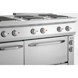 6 zone electric stove gastronorm 400 volts 19.25 kW | oven | doored cabinet part | angular cooking plates product photo  S