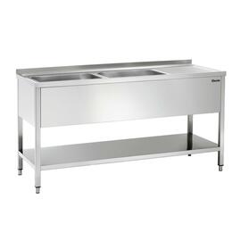kitchen sink with drainboard on the right 2 basins | 500 x 500 x 250 mm with bottom shelf L 1600 mm W 700 mm product photo