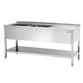 kitchen sink with drainboard on the right 2 basins | 500 x 500 x 250 mm with bottom shelf L 1800 mm W 700 mm product photo