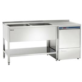 sink centre with drainboard on the right 2 basins | 500 x 500 x 250 mm with bottom shelf L 1800 mm W 700 mm product photo